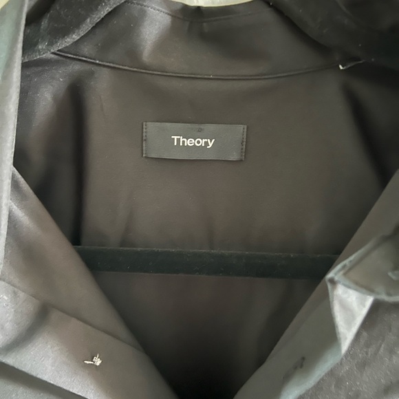 Theory sylvain precise 2 black tailored stretch cotton button up shirt - Picture 2 of 3